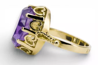 14k żółte złoto Aleksandryt Pierścionek Vintage Biżuteria vrc134y